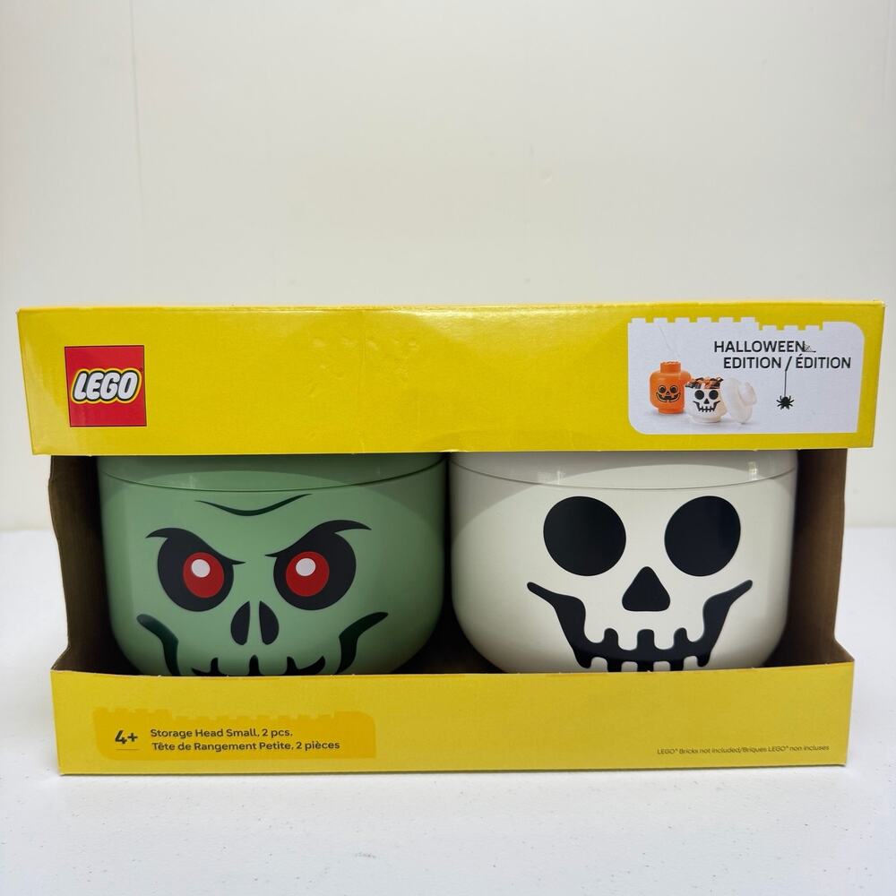 LEGO Halloween Storage Head 2-Piece Set Zombie & Skeleton Small